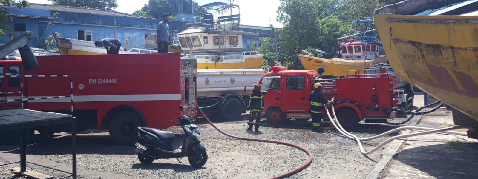 Navy And Fire Department Respond To Galle Fire